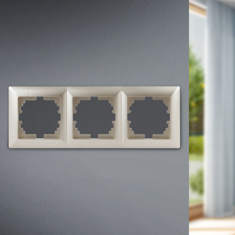 Рамка для розеток и выключателей Intro Solo 4-503-04 на 3 поста, СУ, шампань