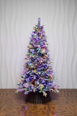 Искусственная елка Скандинавия заснеженная 240 см., литая хвоя+пвх, 760 мульти/теплых LED ламп, ЕлкиТорг (26240)