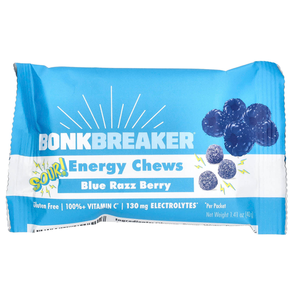 Bonk Breaker, Energy Chews, Blue Razz Berry, 10 пакетиков по 40 г (1,41 унции)
