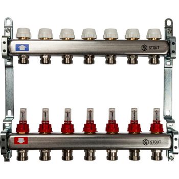 SMS 0917  000007 STOUT Коллектор из нержавеющей стали с расходомерами 7 вых.