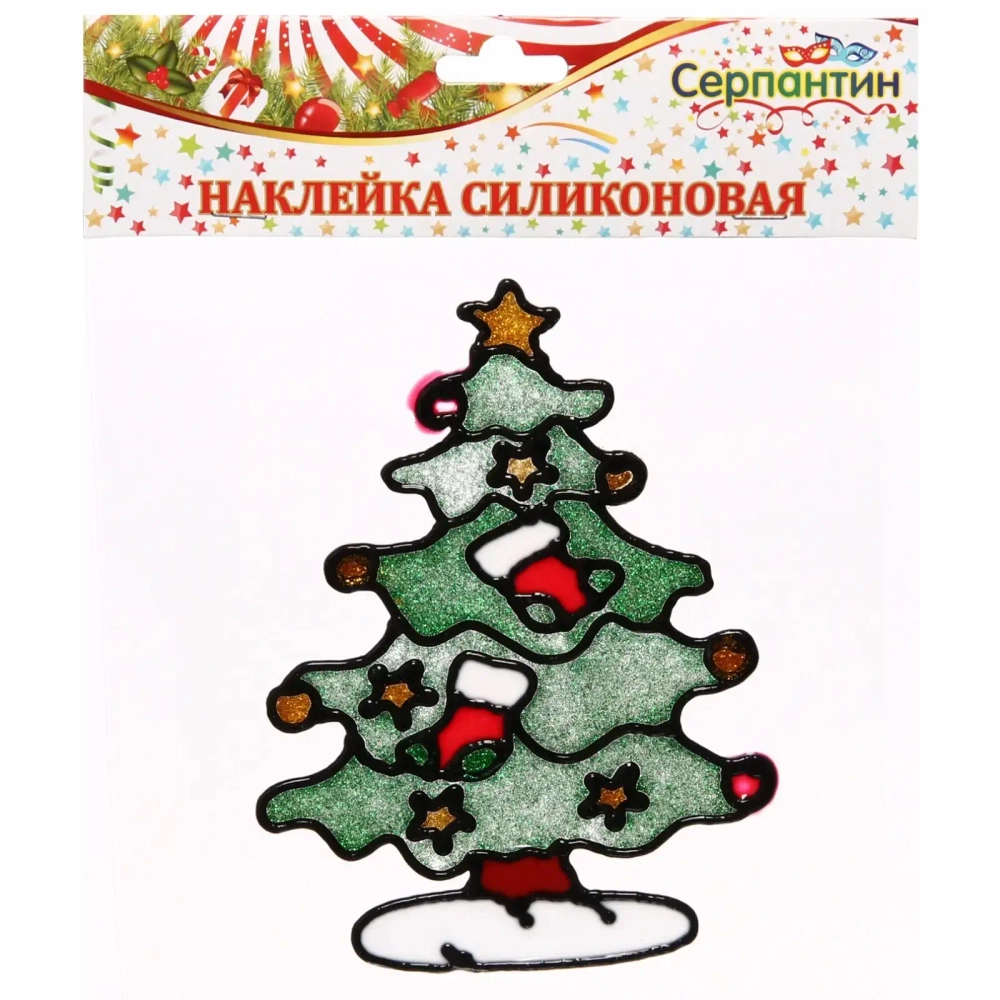 Наклейка на стекло 19*19 см,»Нарядная елочка»