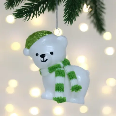 Елочная игрушка «Милый мишка» 8*4*9 см, Салатовый