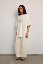 Брюки спорт кремовые