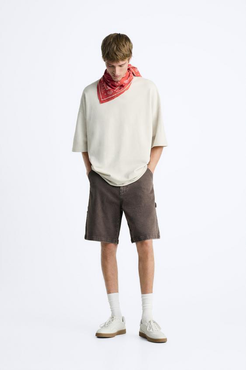 ZARA ТОЛСТОВКА В СТИЛЕ OVERSIZE С ПОТЕРТЫМ ЭФФЕКТОМ, ЭКРЮ