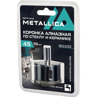 Коронка алмазная METALLICA Optima 45x55 мм по стеклу,плитке,1 шт в блистере   901533
