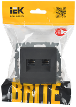 BRITE Розетка компьютерная двойная RJ45 кат.6 РК11-2-БрГ графит IEK