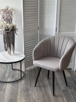 Стул М-City DISAUR Мишель поворотный на поворотный на 360 градусов, B22 Серый, Велюр, Черный каркас