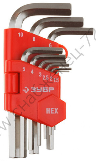 ЗУБР 9 шт, Набор коротких имбусовых ключей (27460-1)