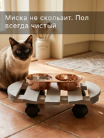 Подставка для цветов, 30х30х7, Флорэль, круглая на колесиках, этажерка, напольное, на подоконник, полка, из массива дерева, серый, Dipriz