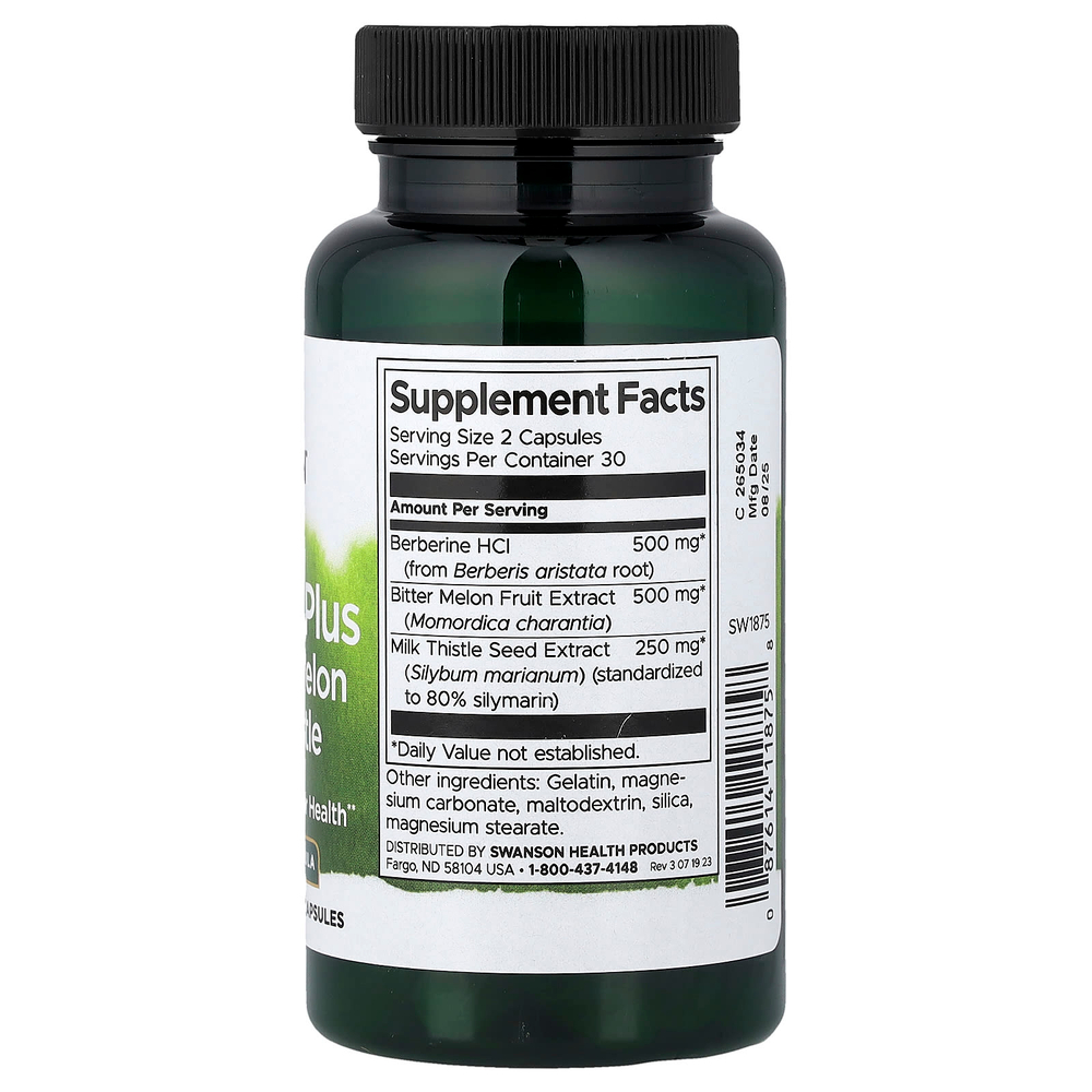 Swanson Vitamins, Berberine Plus с горькой дыней и расторопшей, 60 капсул
