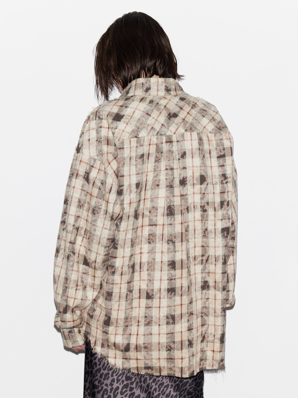 Рубашка Grunge, бежево-черная