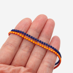 Матовая стразовая цепь, 2мм, темно-синий кристалл в синих цапах