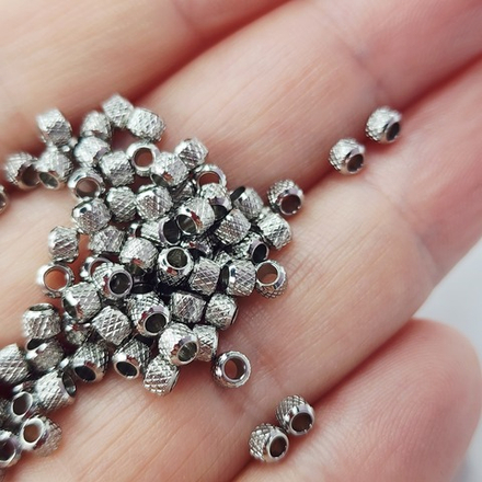 Бусина проставочная, сталь, с алмазной гранью, р-р 3мм, цена за набор 10 шт