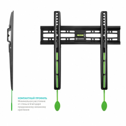 Кронштейн ONKRON BASIC FM2 чёрный (32"-55" Максимальная нагрузка: 50 кг VESA: 75x75, 100x100, 100x200, 200x100, 200x200, 200x300, 200x400, 300x100, 300x200, 300x300, 300x400, 400x200)