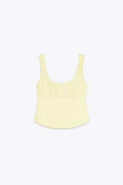 ZARA ТОП ИЗ ПОПЛИНА, ЖЕЛТЫЙ