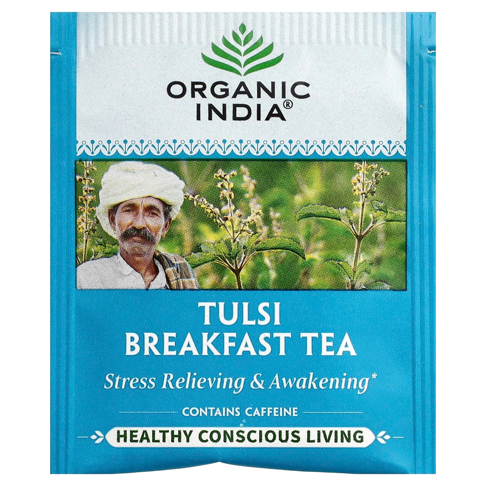 Organic India, чай с тулси для завтрака, 18 пакетиков, 30,6 г (1,08 унции)