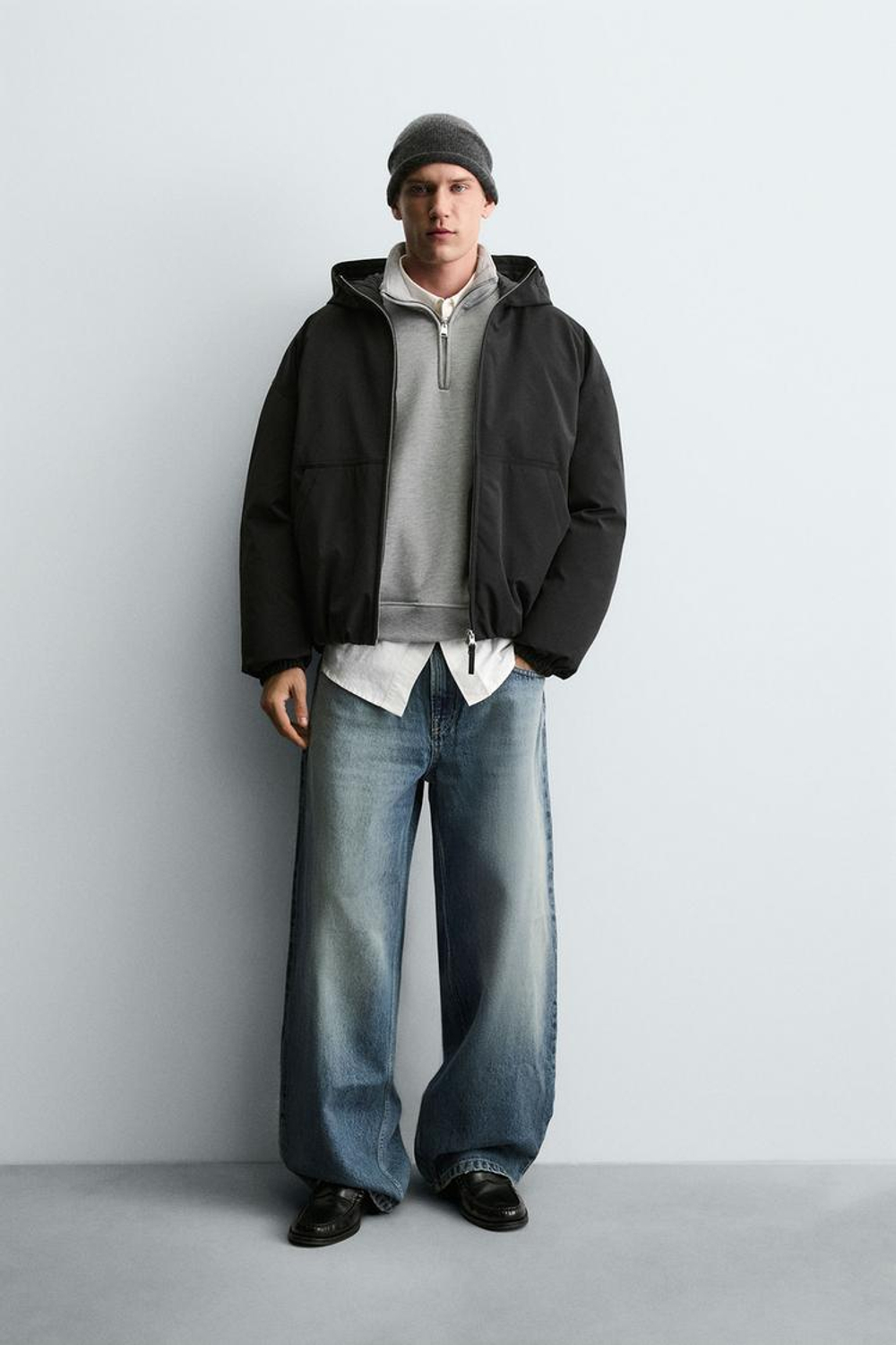 ZARA СТЕГАНАЯ КУРТКА ИЗ ВЫСОКОТЕХНОЛОГИЧНОЙ ТКАНИ, ЧЕРНЫЙ