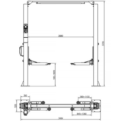 Подъемник электрогидравлический 4т 110-1900мм 2-х стоечный 380В верх.синхрон. (электр. спуск) GTE