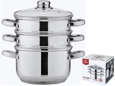 Кастрюля-пароварка 3-х ярусная 2,5л 4 предмета, индукция