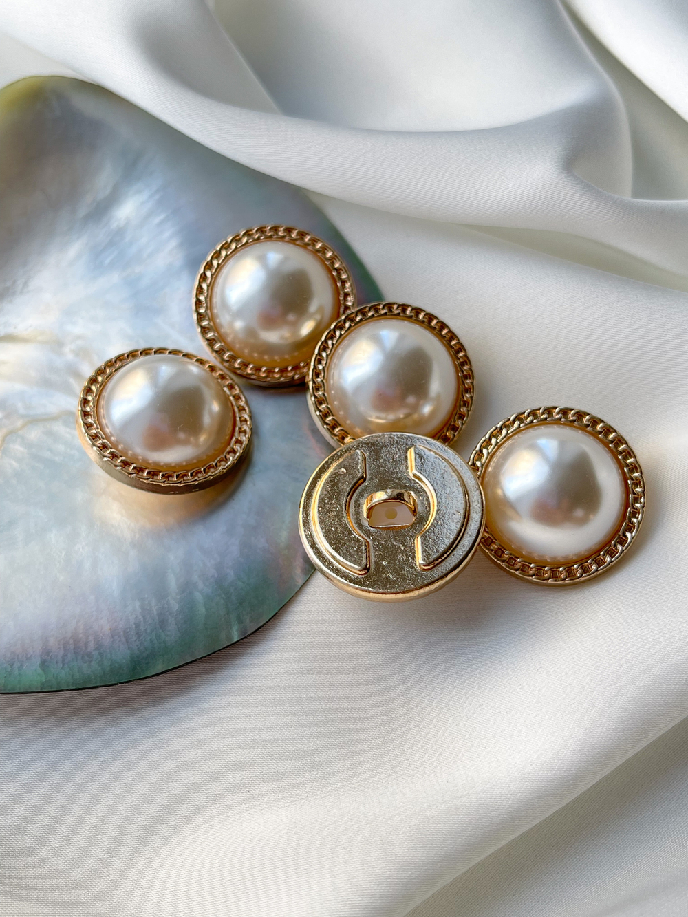 Пуговицы Глянцевое Золото Жемчуг1