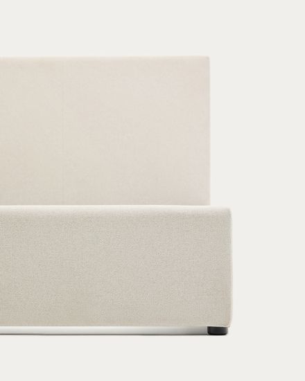 Кровать Nahiri бежевого цвета из шенилла с ящиком для хранения 160 x 200 см