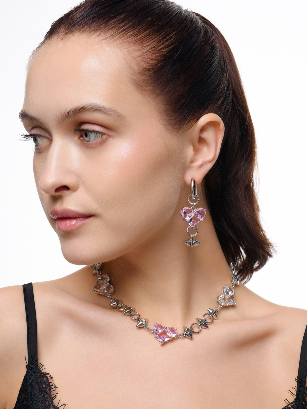 Колье "Pink big soul thorn" Silver