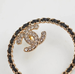 Серьги Chanel Crystal Lambskin CC Chain Hoop Earrings
