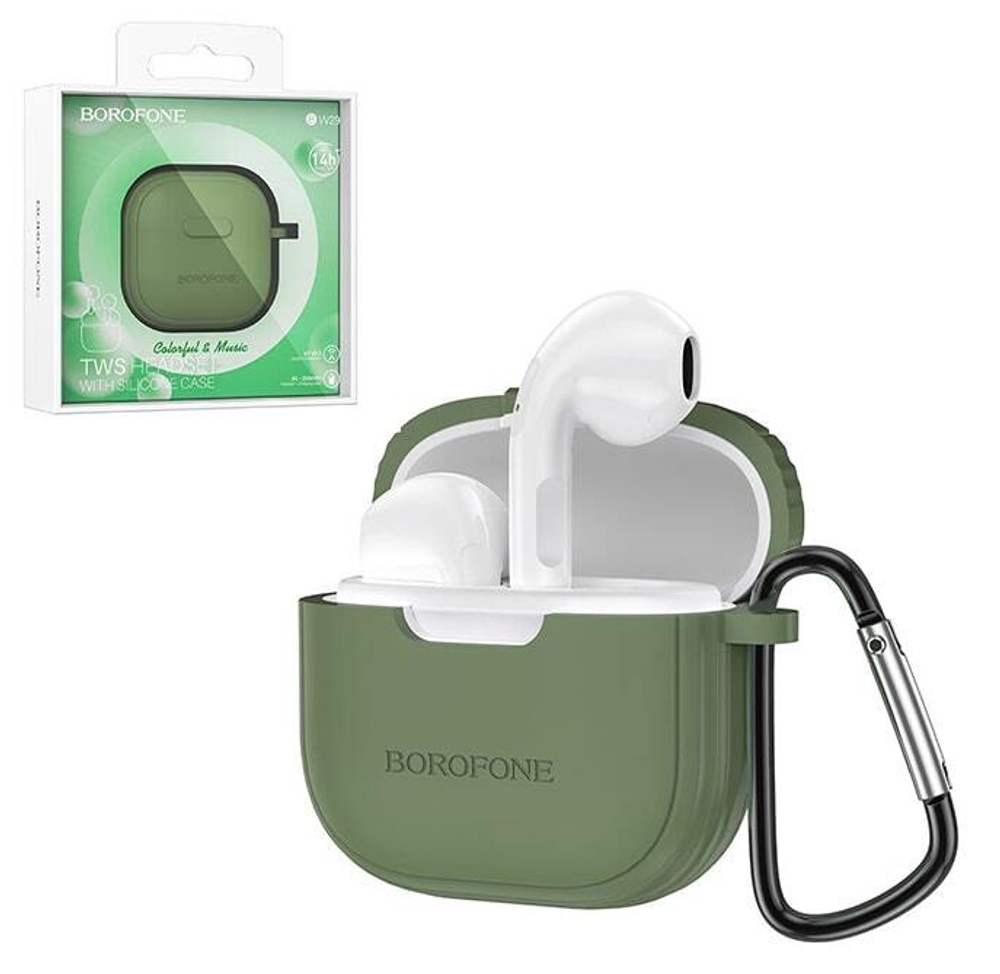Беспроводные наушники TWS BOROFONE BW29 (темно-зеленый) forest green