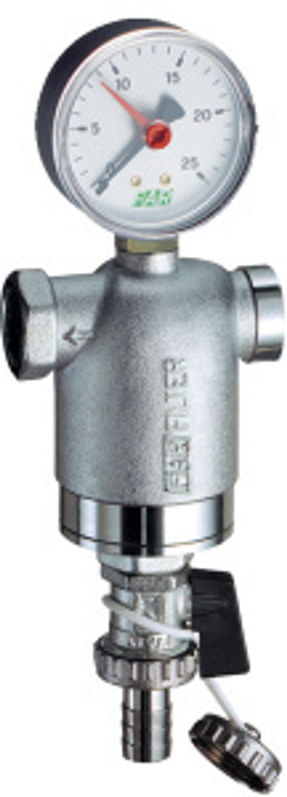 Фильтр 1/2", ВР-ВР, 300 мкм, с манометром, Tmax: 95 °С, 25 бар FAR