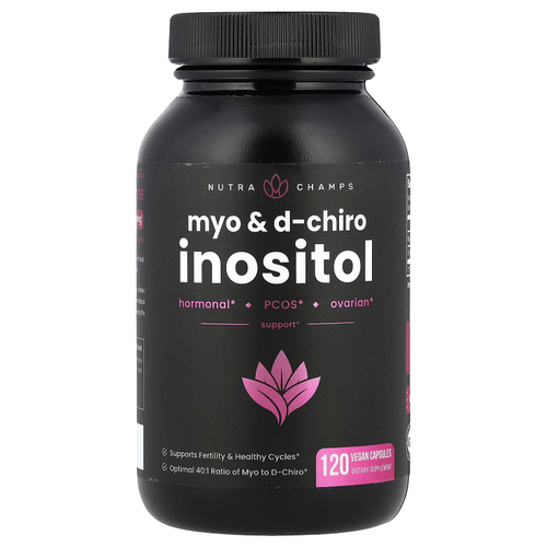 NutraChamps, Myo & D-хиро инозитол, 120 веганских капсул