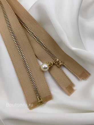 Молния бежевая золото жемчуг