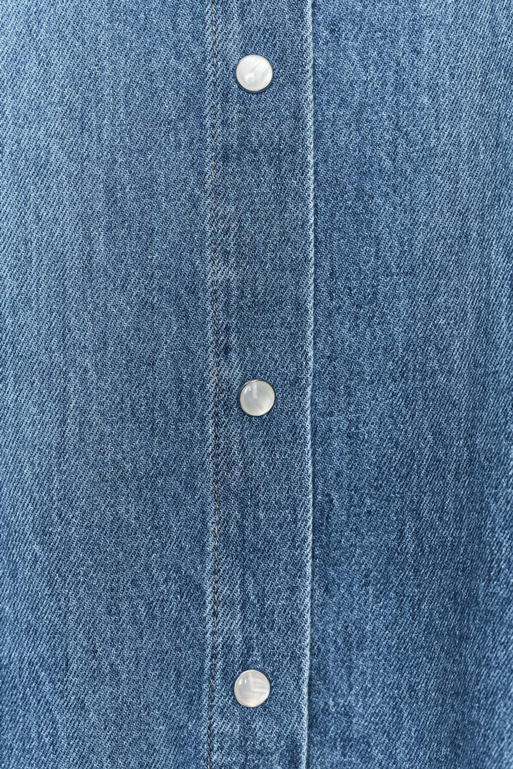 ZARA ДЖИНСОВАЯ РУБАШКА С ЗАВЯЗКАМИ — ZW COLLECTION, ВЫЦВЕТШИЙ СИНИЙ