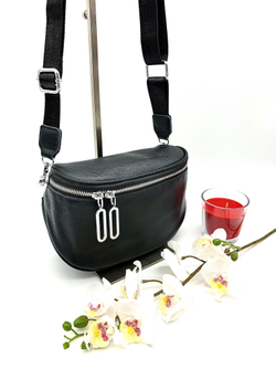 Фото женская чёрная сумка-кроссбоди из экокожи  Dublecity