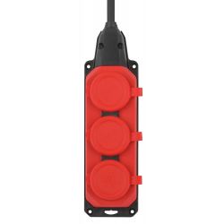 Удлинитель силовой ЭРА UK-3e-3x1,5-20m-IP44(KG) с заземлением 3 розетки каучук 20м КГ 3х1,5мм2 IP44