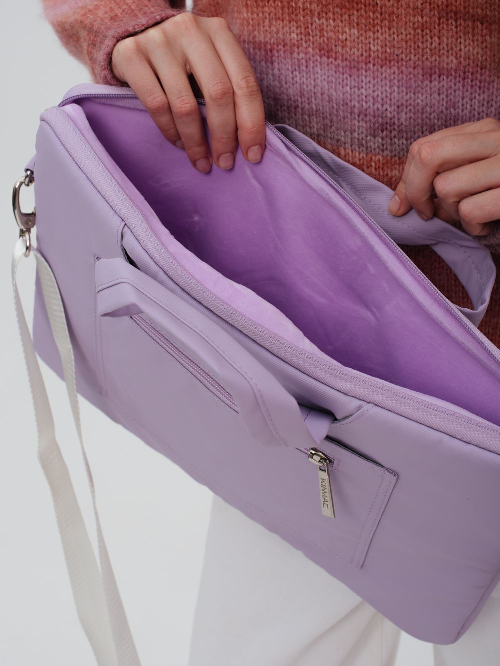 Легкая сумка для ноутбука 14" и 15,6" с карманом и ремнем на плечо (Стеганый фиолетовый)