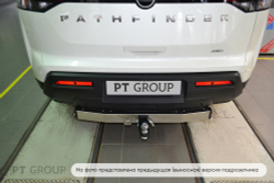Фаркоп PT GROUP /съемный квадрат/ с нержавеющей накладкой для Nissan Pathfinder 2022-(паспорт и сертификат в комплекте)(без электрики) арт.NPA-22-991124.00