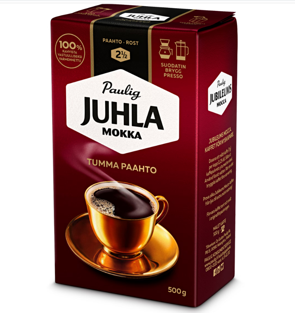 Кофе молотый Paulig JUHLA Mokka Tumma Paahto 500 гр., 100% арабика темной обжарки