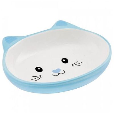 Миска керамическая для кошек Mr.Kranch Мордочка кошки 160 мл, голубая