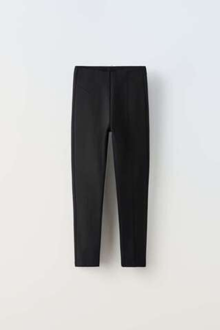 ZARA ТРИКОТАЖНЫЕ ЛЕГИНСЫ, ЧЕРНЫЙ