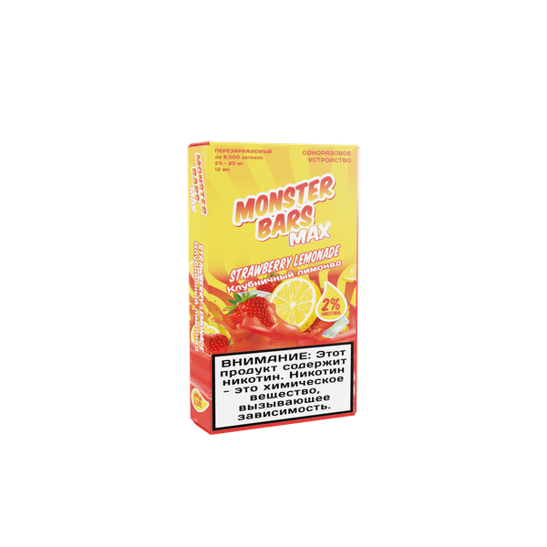 Купить Одноразовый Pod Monster Bars MAX - Strawberry Lemonade (6000 затяжек)