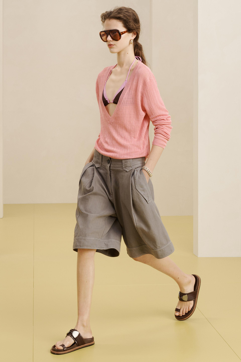 ZARA СВИТЕР ИЗ СМЕСОВОГО ЛЬНА, ПУДРОВО-РОЗОВЫЙ