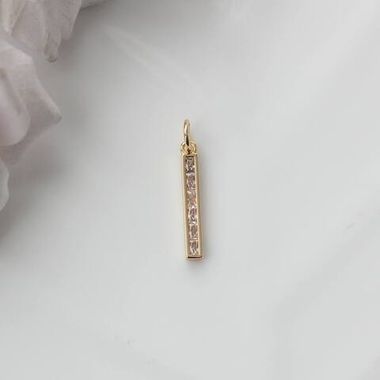Подвеска Палочка с фианитами 19*2 мм, позолота, П460
