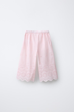 ZARA БРЮКИ-КЮЛОТЫ ШИФФЛИ, ПАСТЕЛЬНО-РОЗОВЫЙ