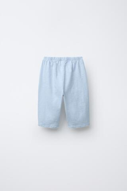 ZARA КОНТРАСТНЫЕ БРЮКИ ИЗ РЕЛЬЕФНОЙ ТКАНИ, ГОЛУБОЙ