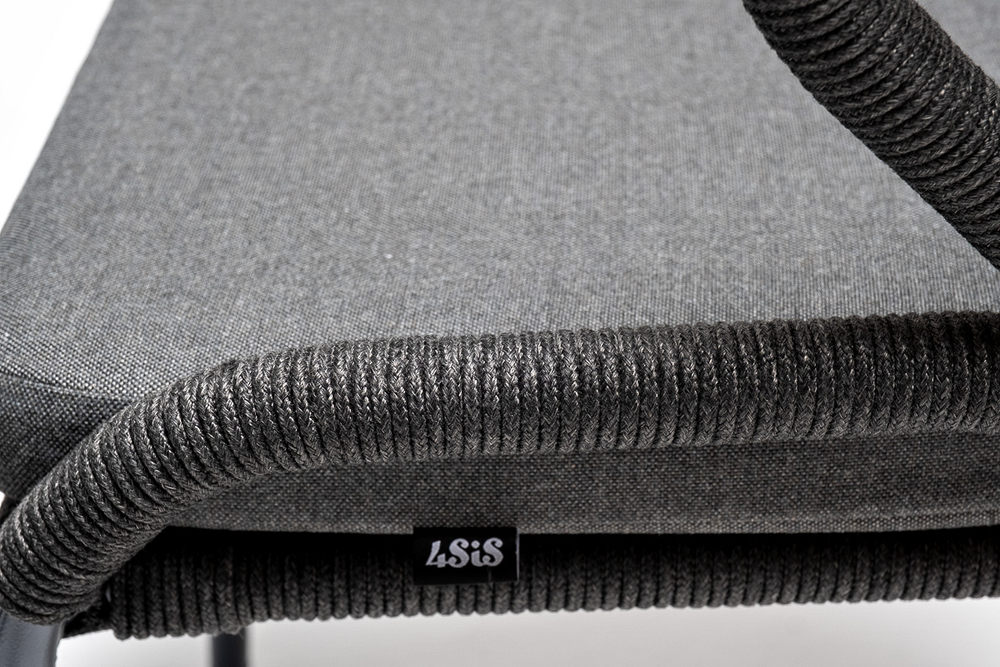 "Венето" обеденная группа на 6 персон со стульями "Милан", каркас темно-серый, роуп темно-серый