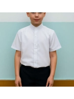 Рубашка с короткими рукавами, воротник стойка