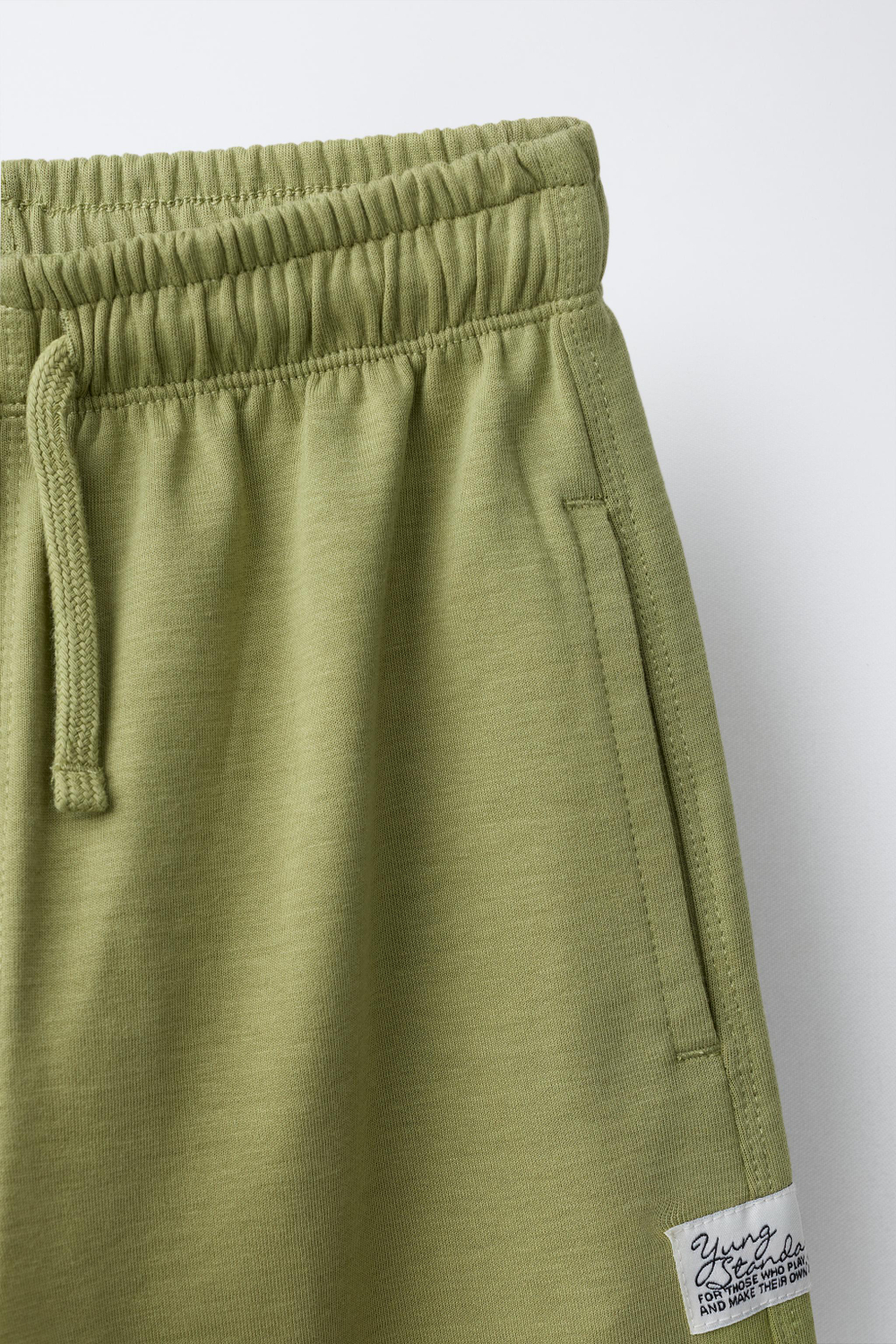 ZARA БРЮКИ STRAIGHT ИЗ МЯГКОЙ ТКАНИ INTERLOCK, ЛИНЯЛЫЙ ХАКИ