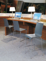 Стул пластиковый барный Papatya Icon-B, хромированный, красный