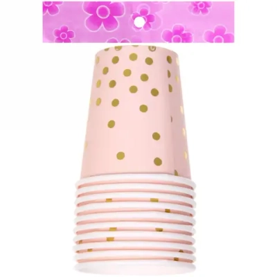 Стакан бумажный 0,2л в наборе 10 шт «Конфетти» розовый