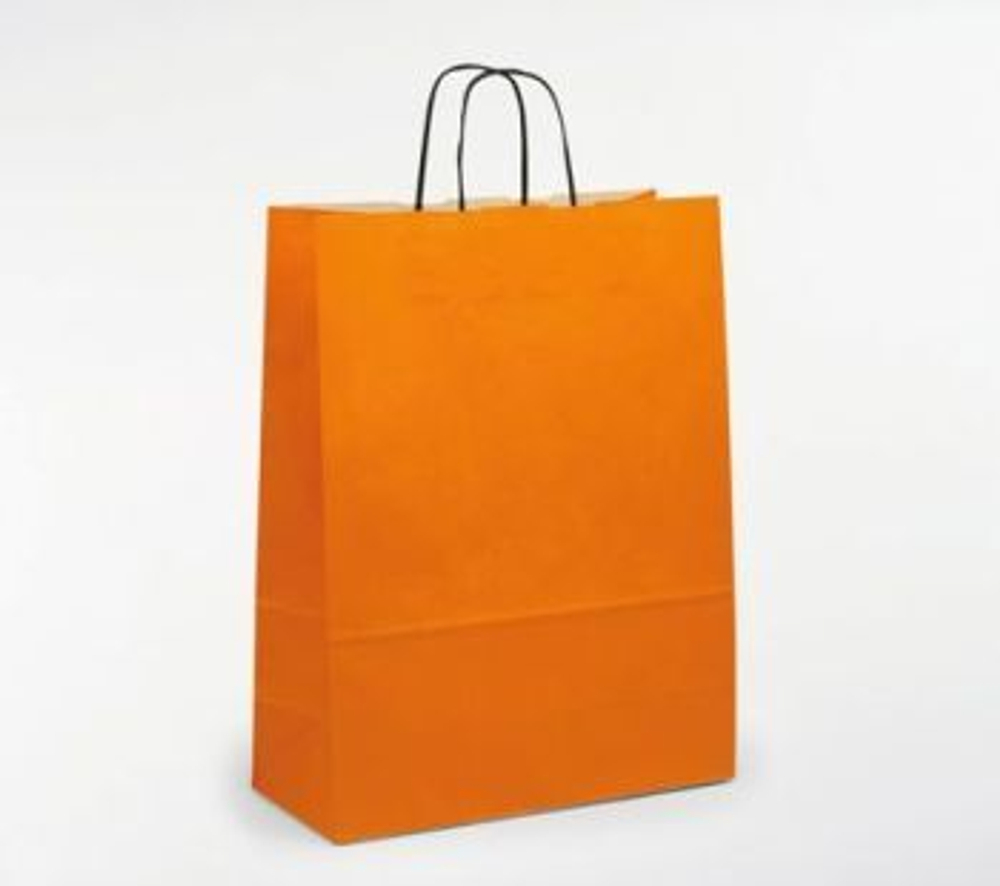 Пакет Крафт 220*120*250 с кручеными ручками "Orange"